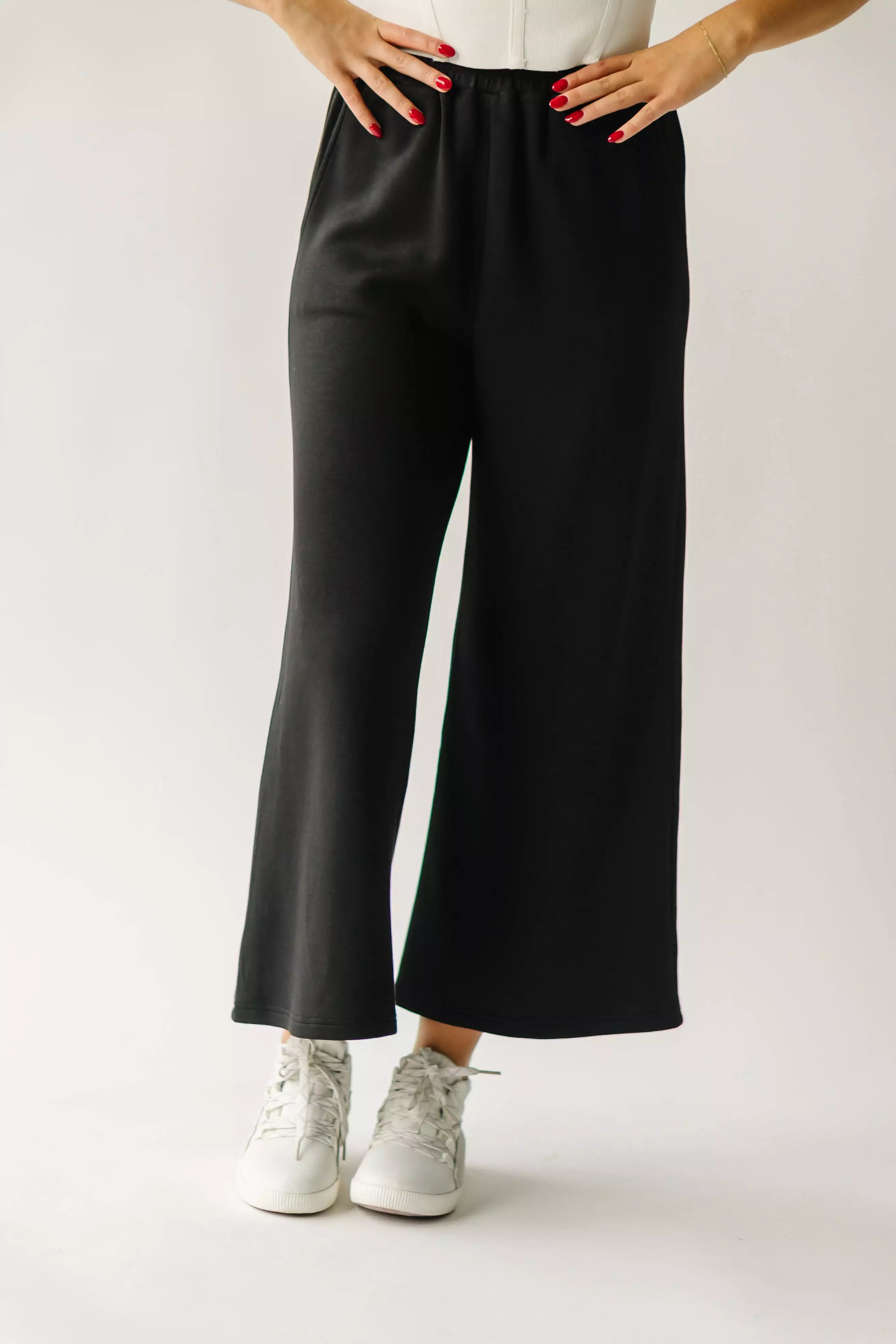 The Hallman Cropped Wide Leg Pant in Black