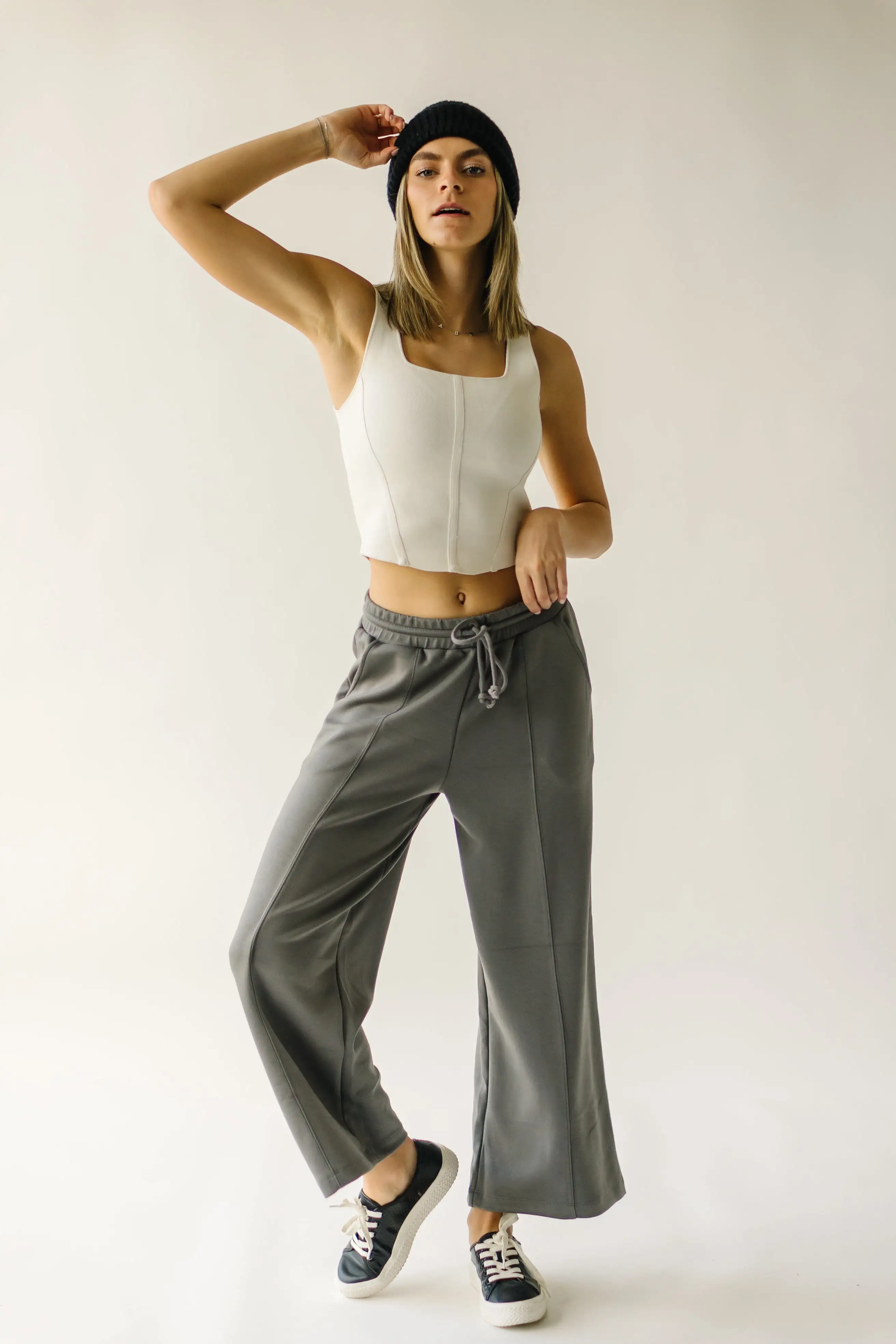 The Mazzara Wide Leg Pant in Charcoal