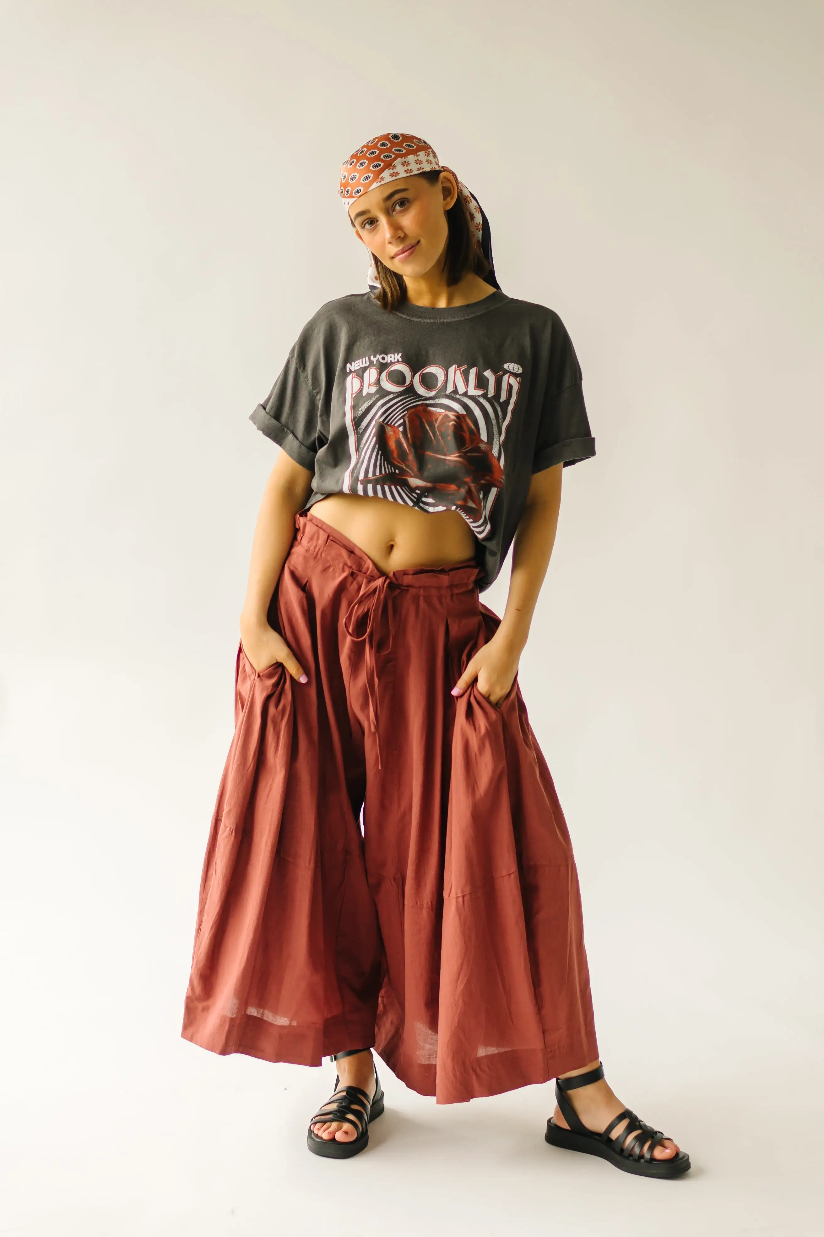 The Melhart Wide Leg Pant in Rust