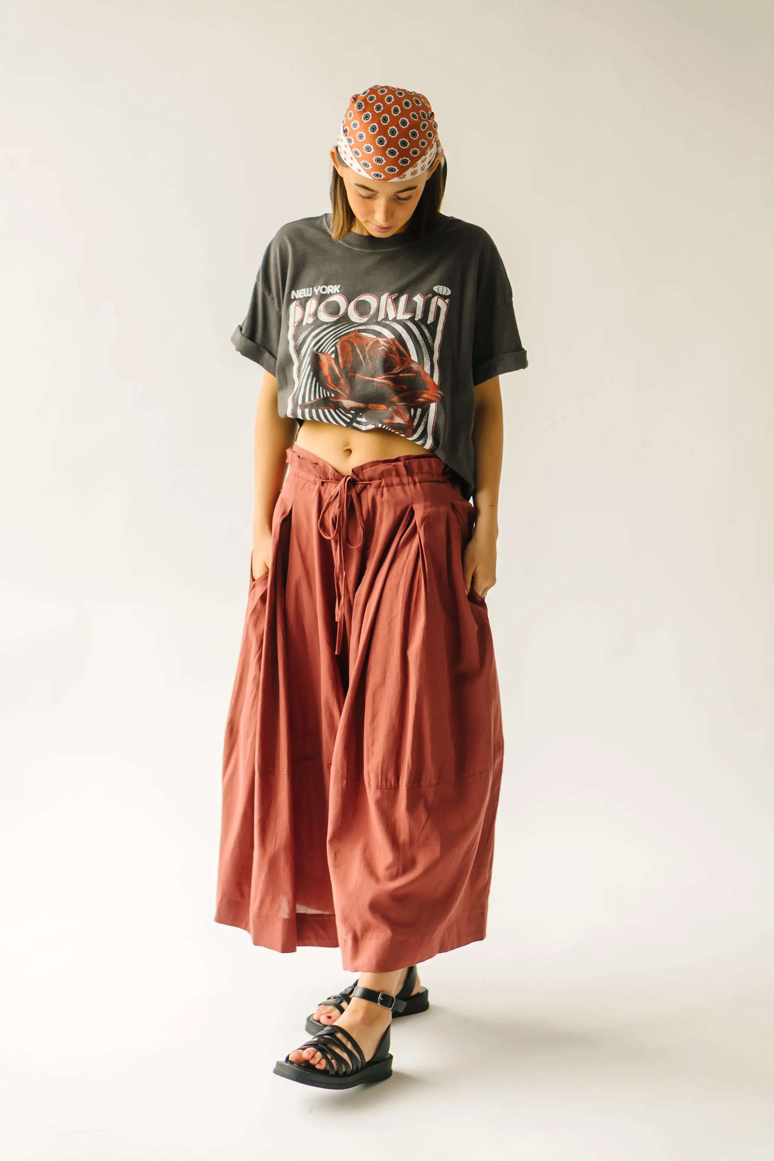 The Melhart Wide Leg Pant in Rust