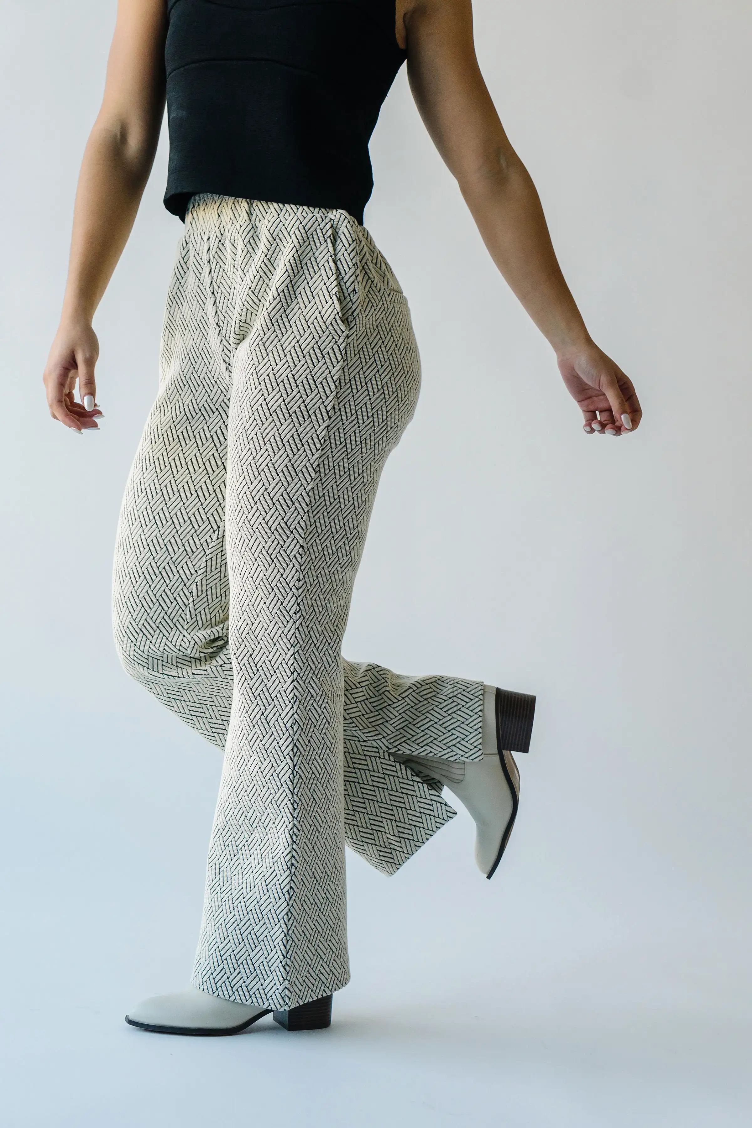 The Pugh Wide Leg Pant in Patterned Grey