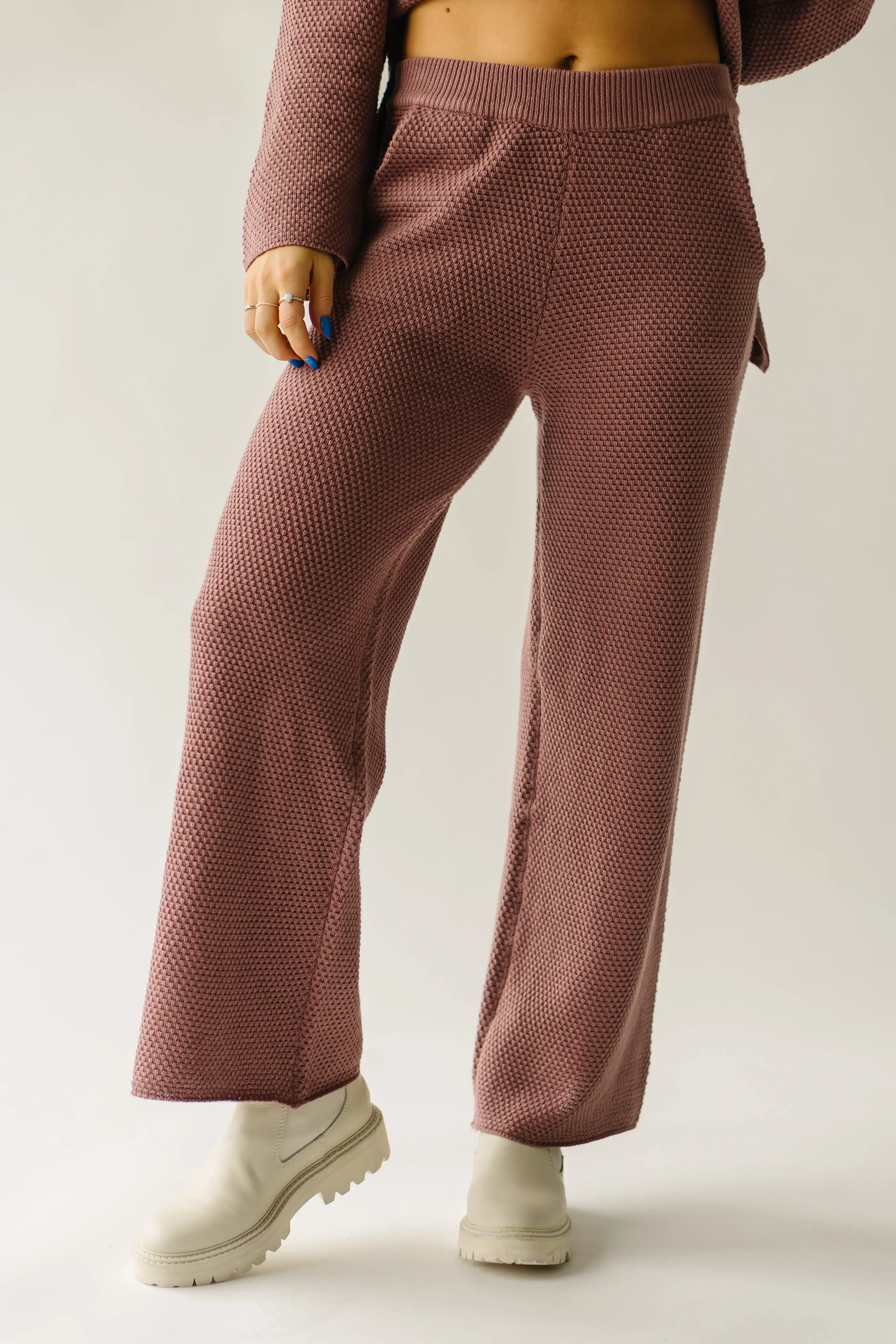 The Riker Wide Leg Sweater Pant in Mauve