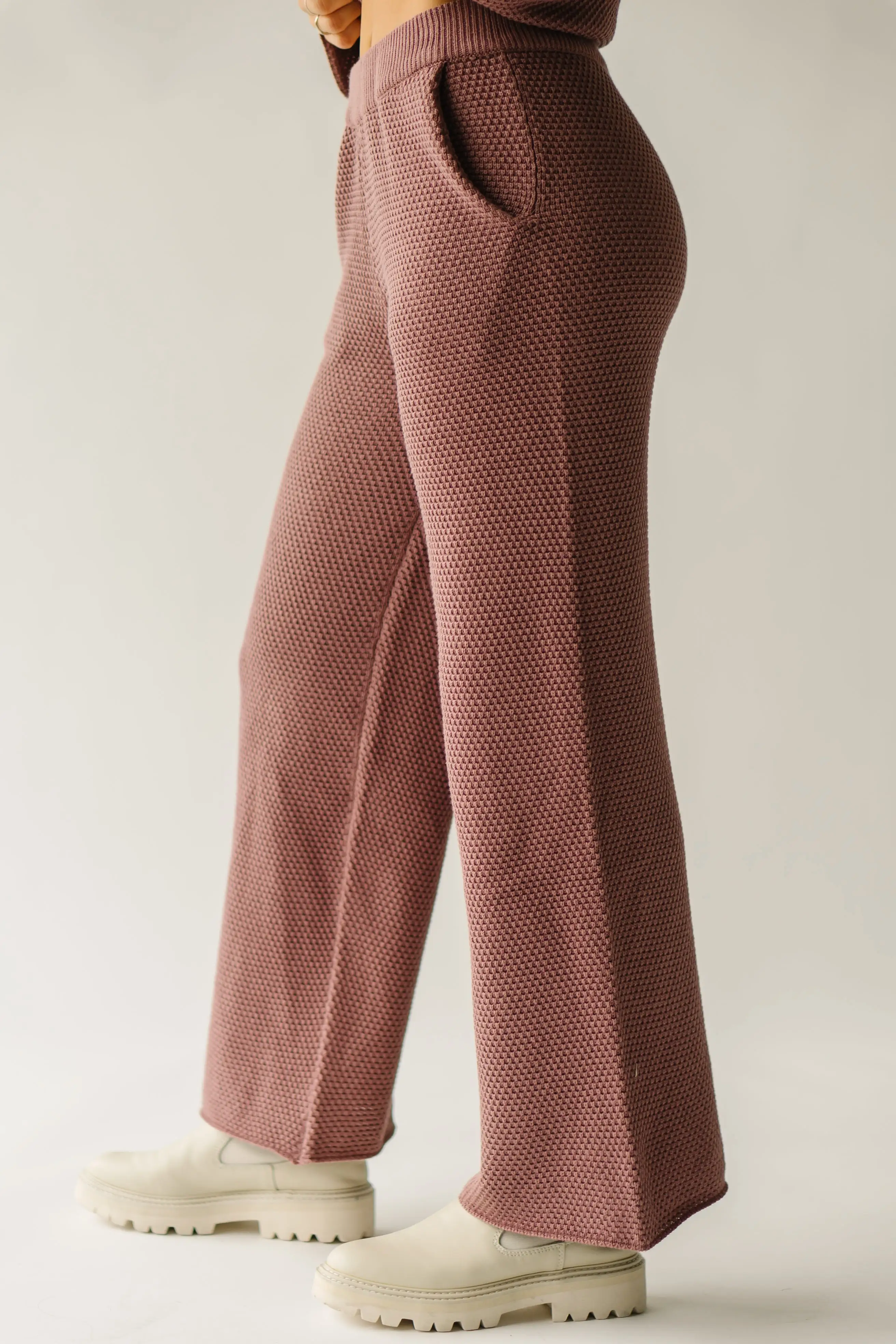 The Riker Wide Leg Sweater Pant in Mauve