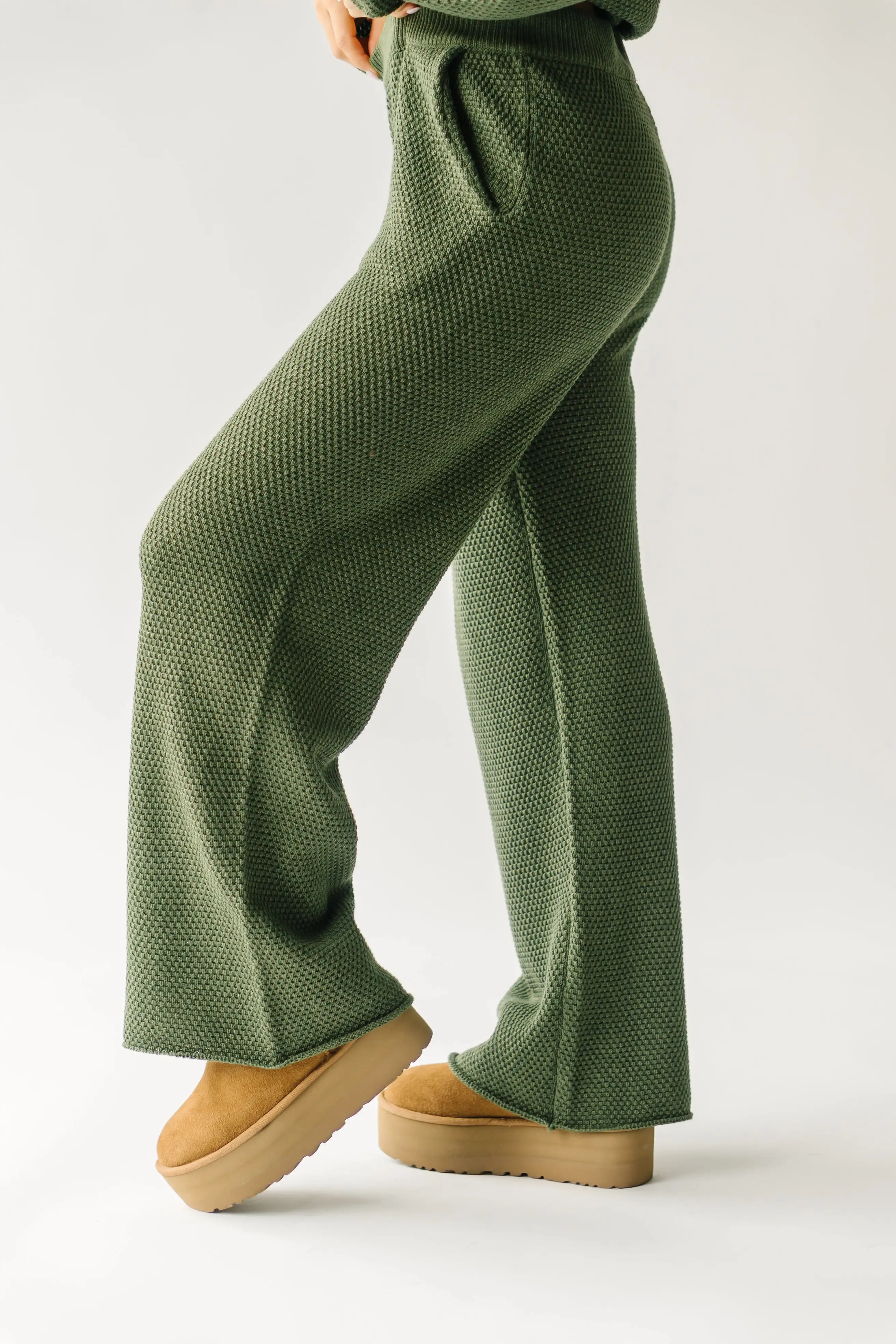 The Riker Wide Leg Sweater Pant in Olive