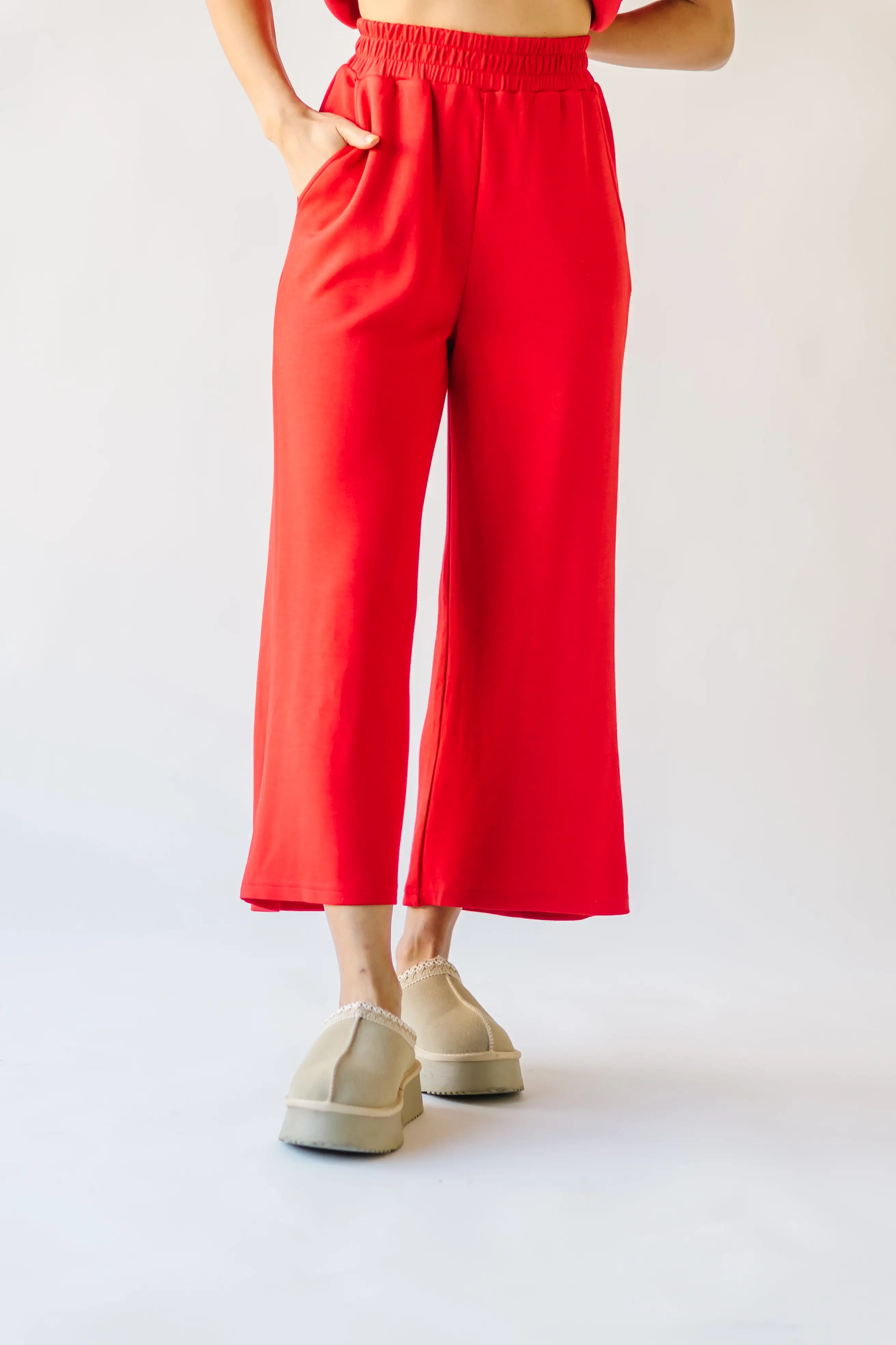 The Ronnie Basic Wide Leg Pant in Red