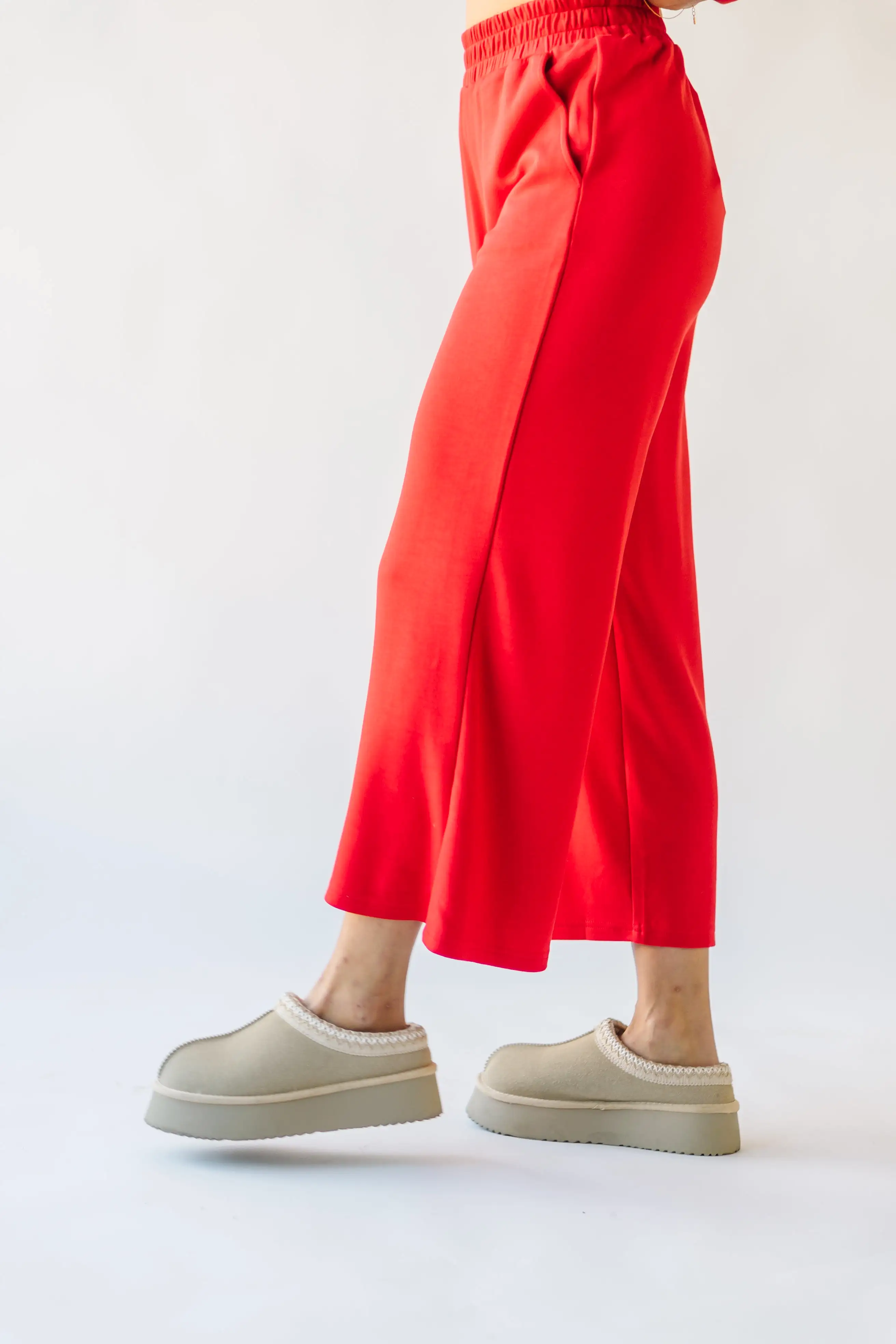 The Ronnie Basic Wide Leg Pant in Red