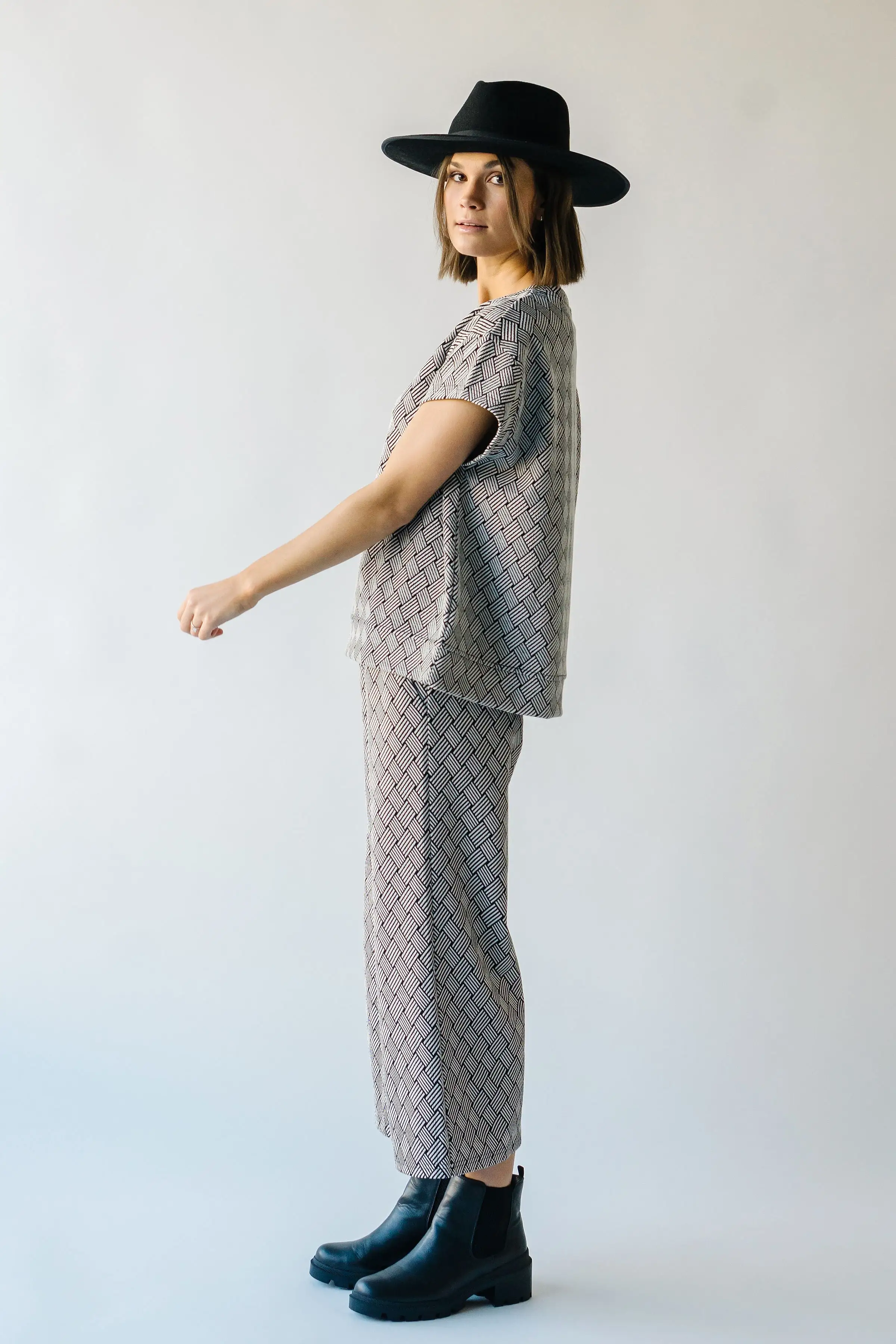 The Ronnie Textured Wide Leg Pant in Geometric