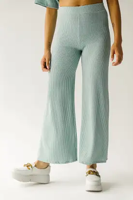 The Swift Ribbed Wide Leg Pant in Sage