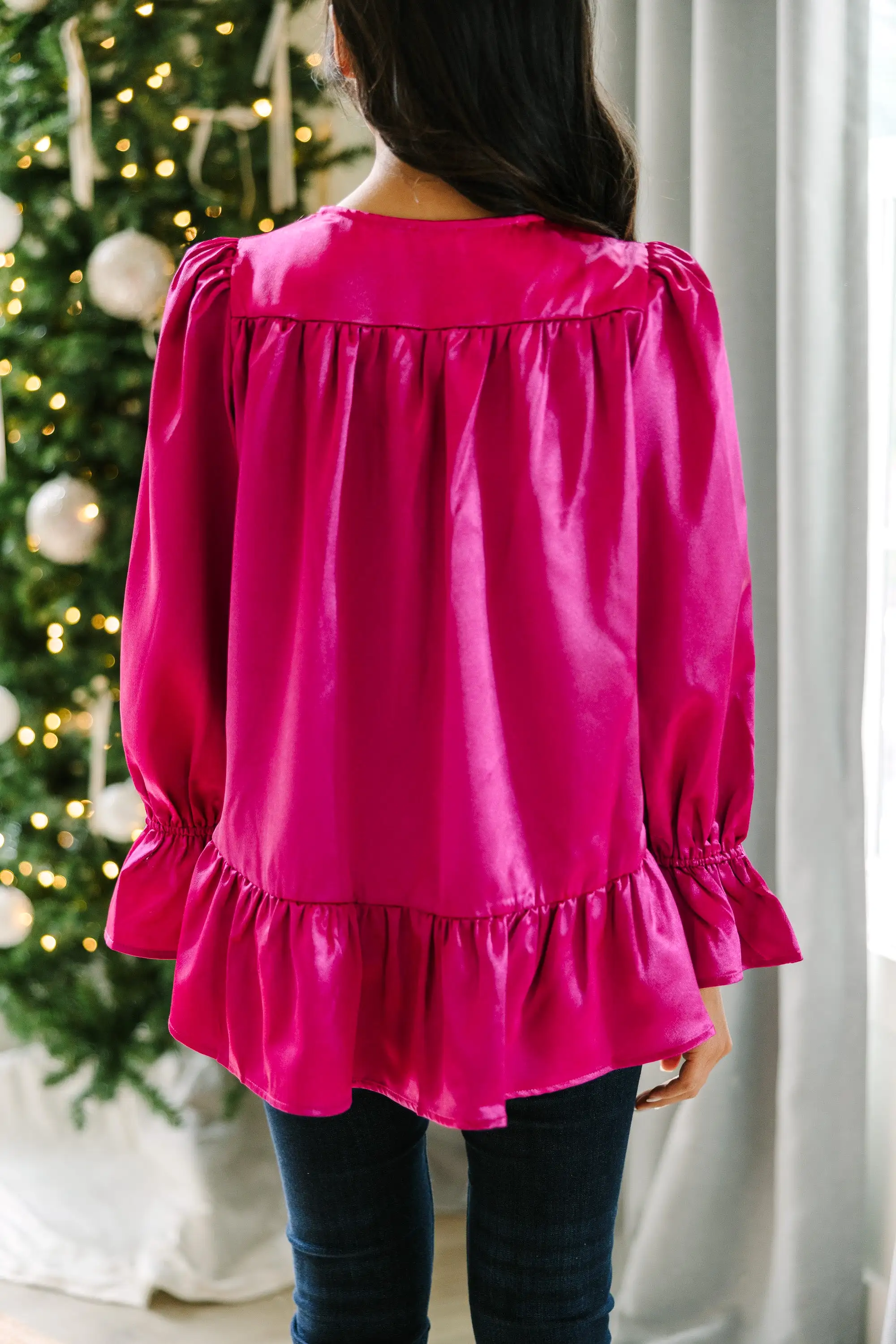 Very You Magenta Pink Satin Blouse