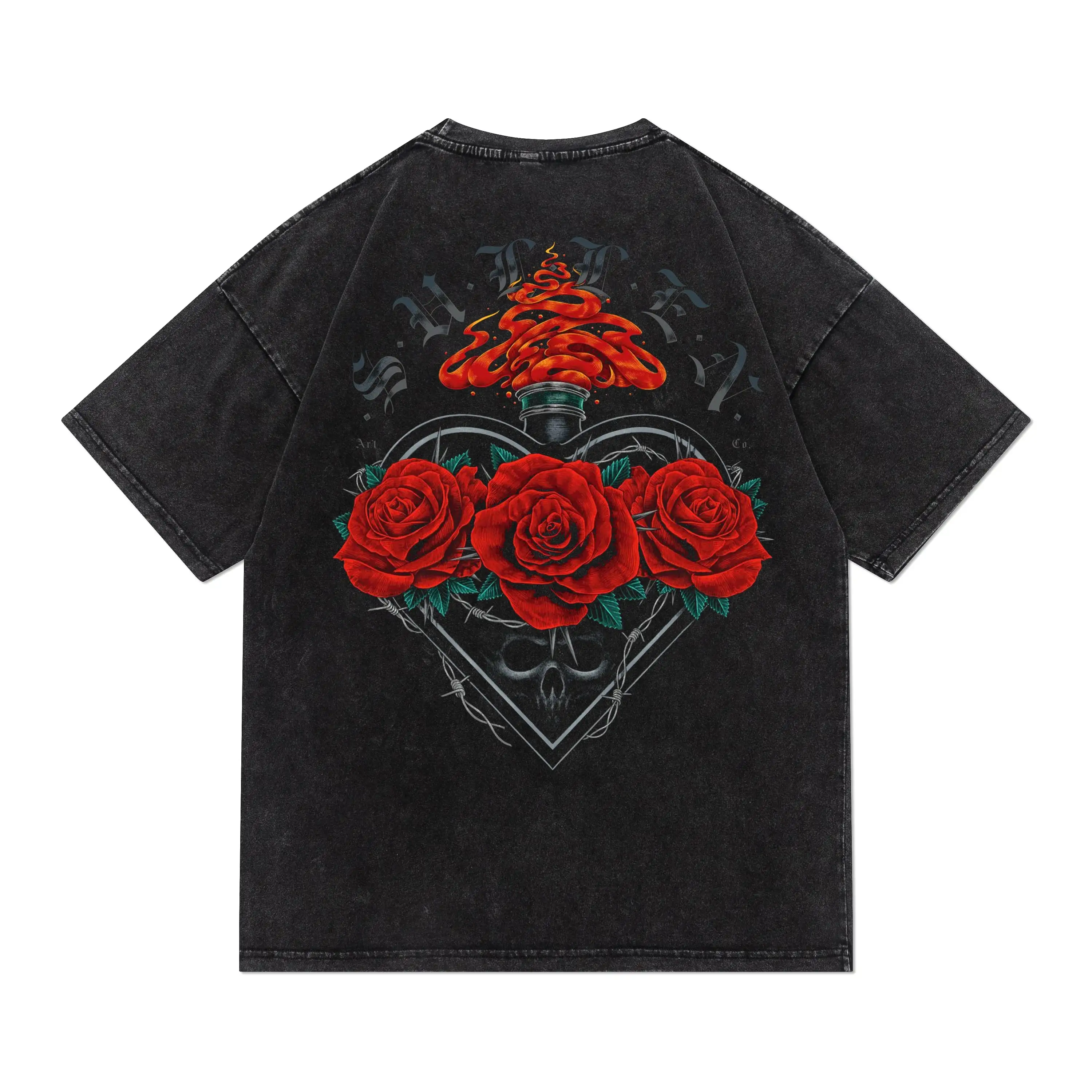 Vintage Acid Wash 3 Rose T-shirt