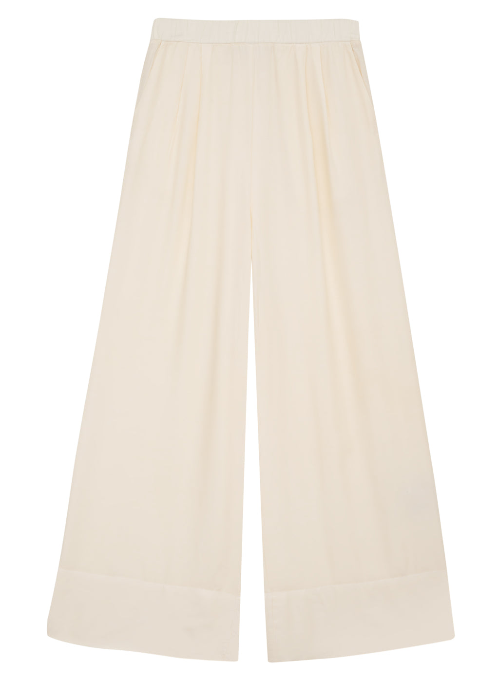 Viscose Satin Wide Leg Pant in Blanc