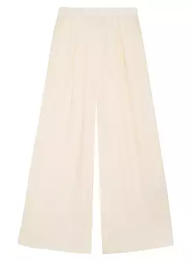 Viscose Satin Wide Leg Pant in Blanc