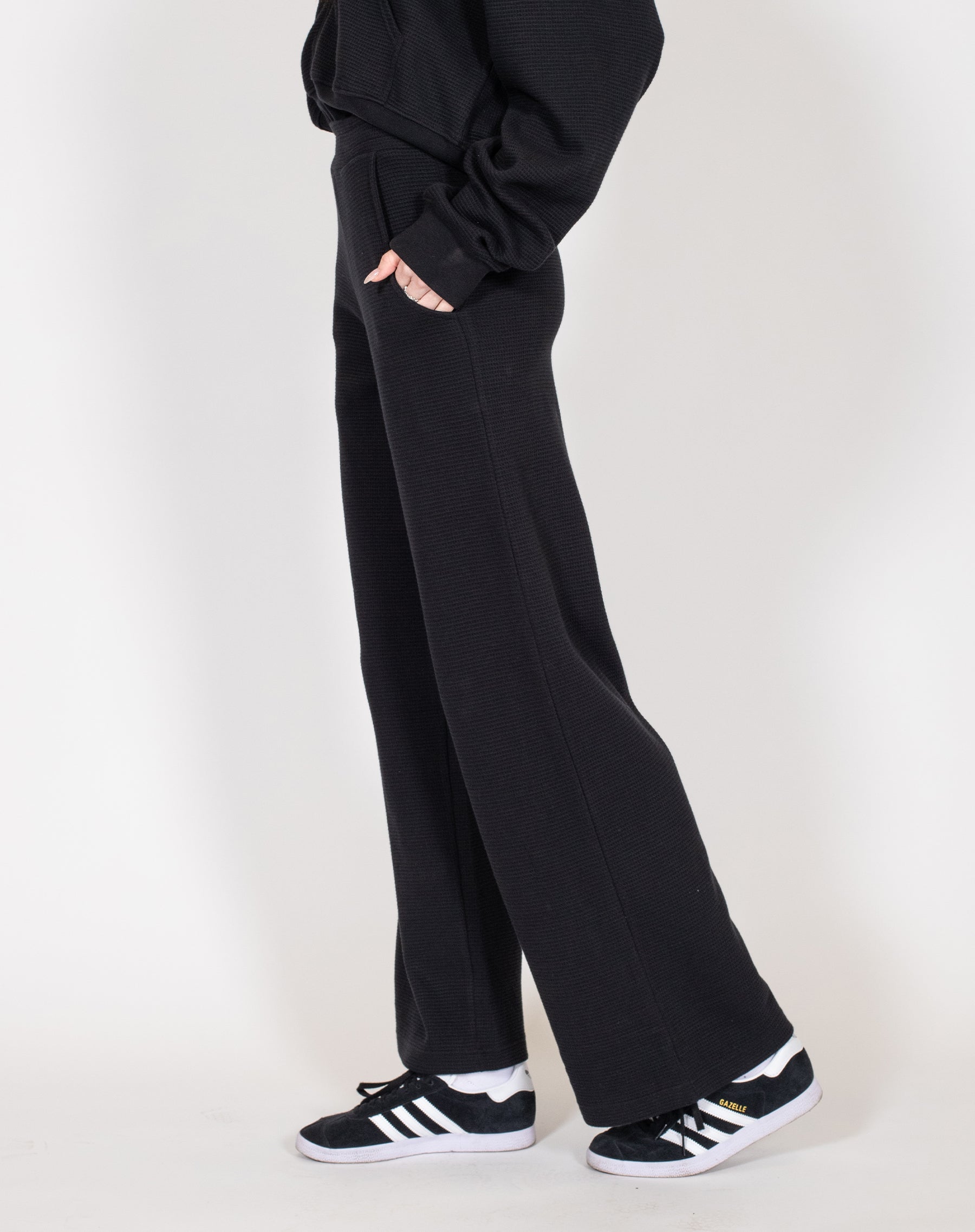 Waffle Knit Wide Leg Pant