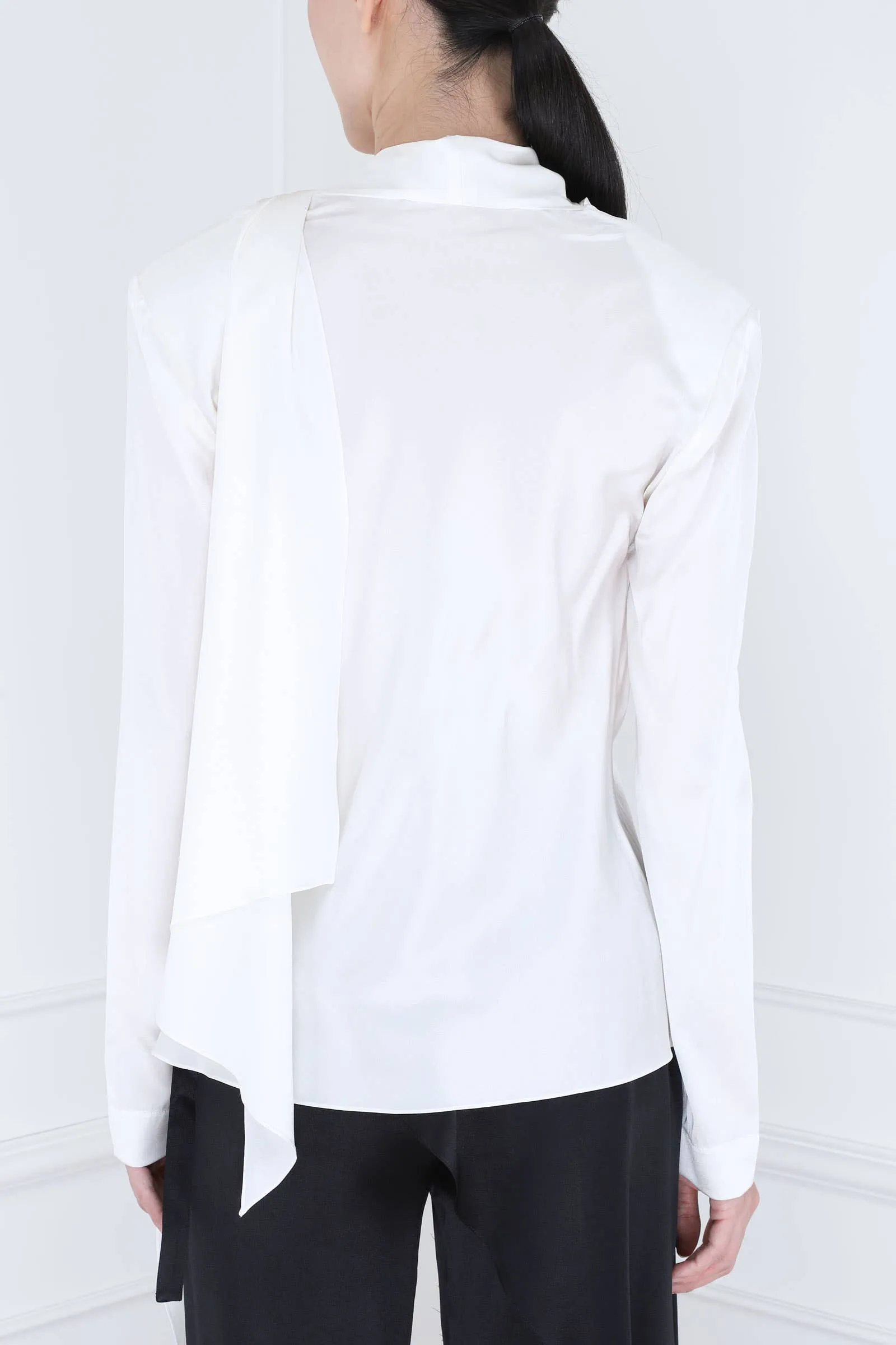 White Double Scarf Blouse