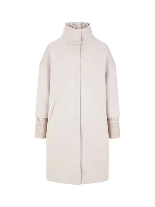 Women s Hidden Snap Button Wool Sub Zero Coat Beige 270849