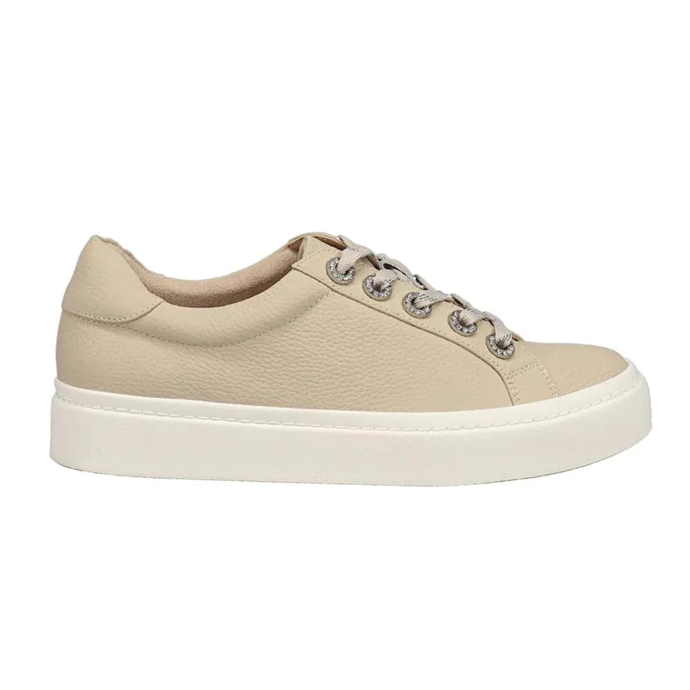 WOMEN'S VANELI YSENIA LACE UP SNEAKER | CREAM MILLED CALF