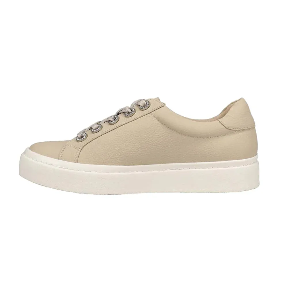 WOMEN'S VANELI YSENIA LACE UP SNEAKER | CREAM MILLED CALF