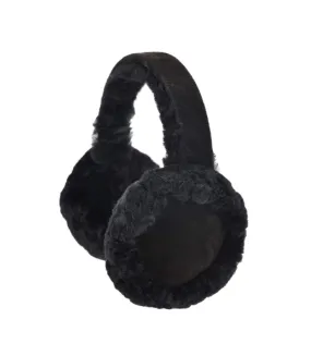 Womens/ladies luxury sheepskin earmuffs one size black Eastern Counties Leather