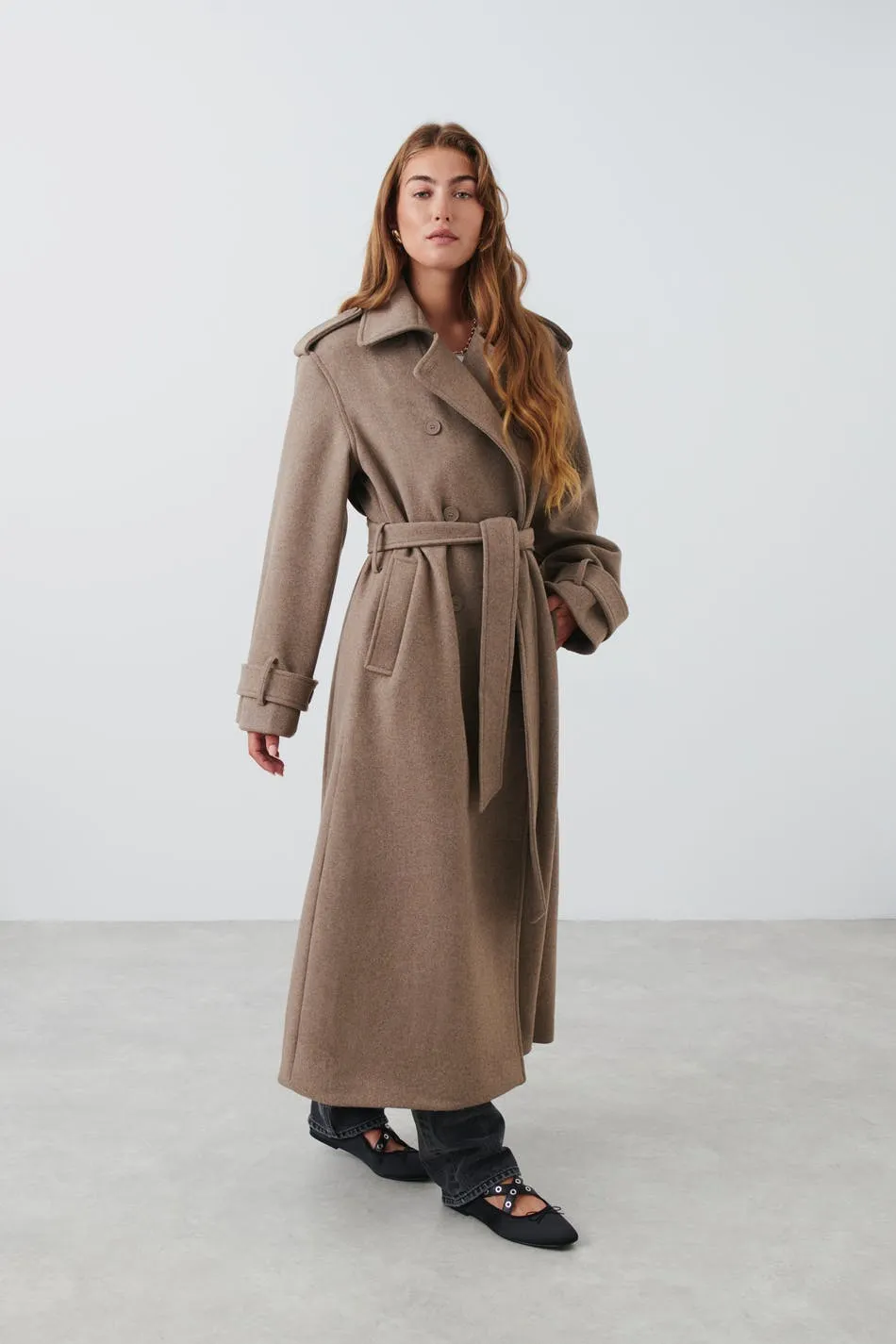 Wool blend trench coat