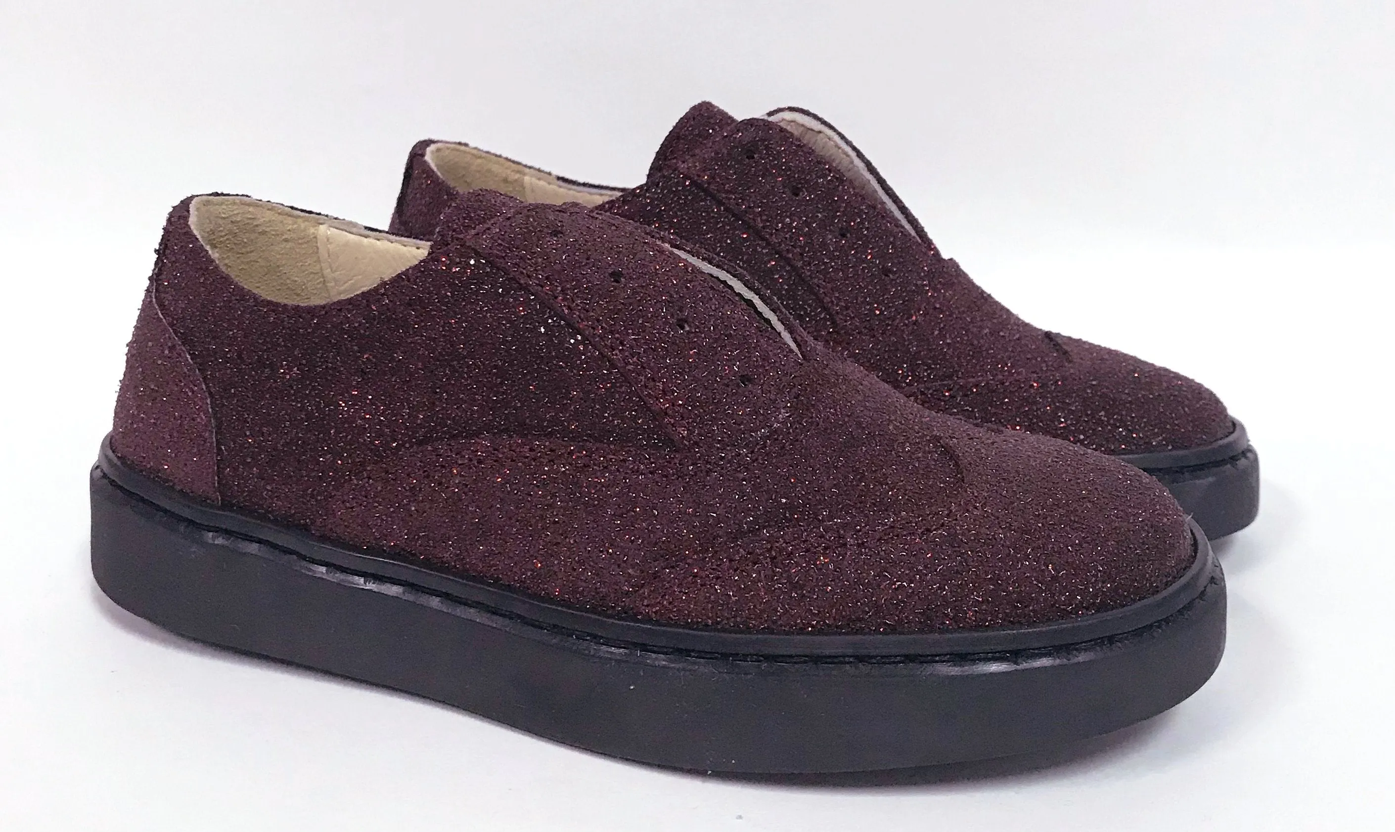 Zapeti Burgundy Glitter Slip-on Oxford