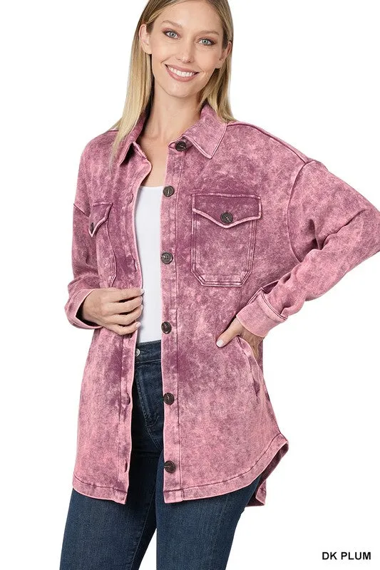 Zenana Acid Wash Shacket